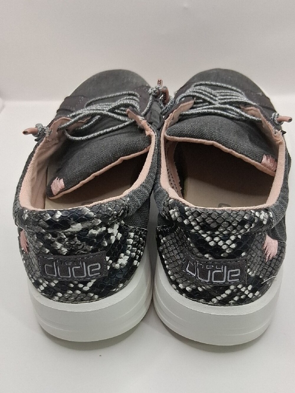 HEY DUDE Gray Lace-Up Sneakers with Pink Accents - Picture 5 of 11